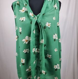 Rachel Zoe blouse size L green floral